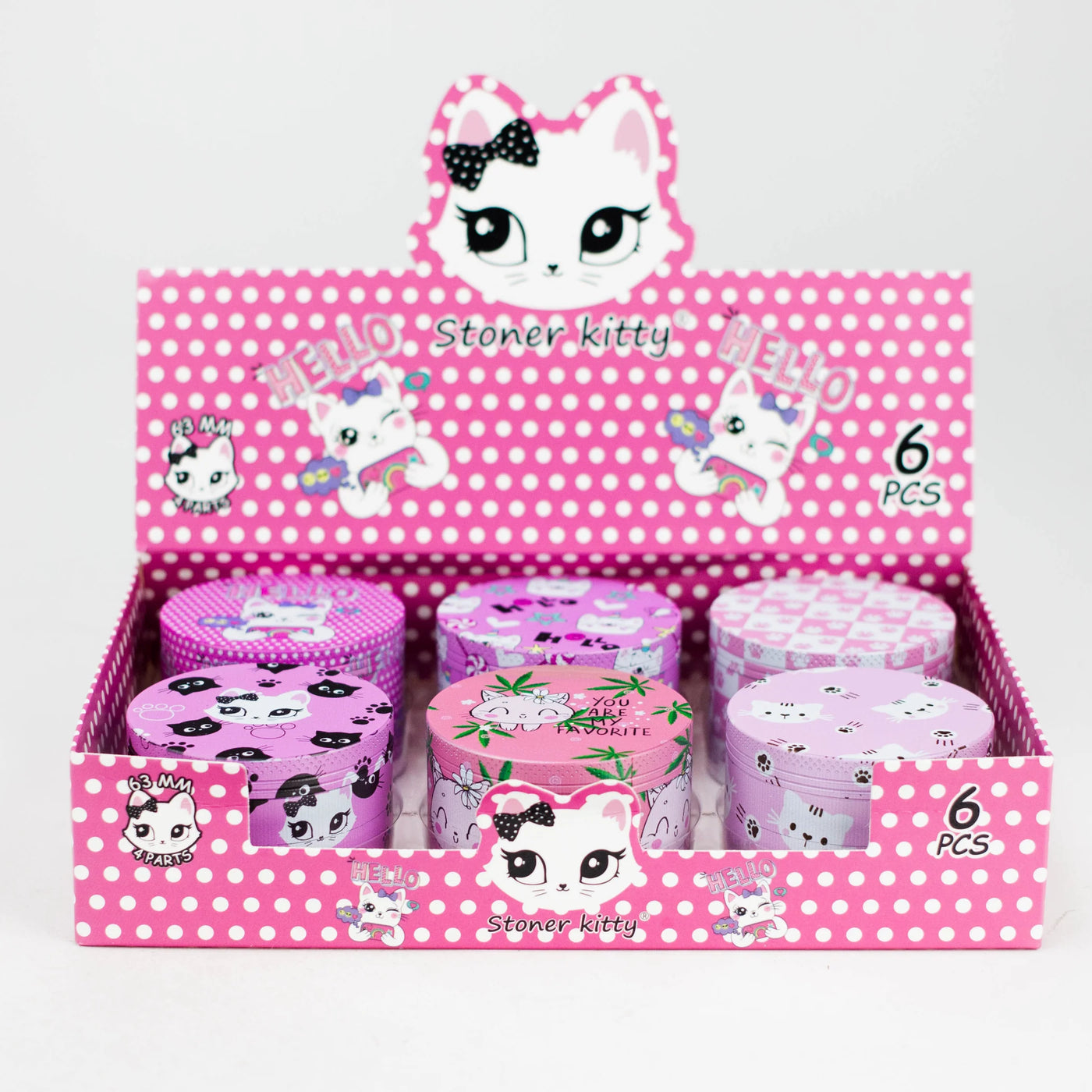 2.5" 4-Layer Kitty Design Metal Herb Grinder