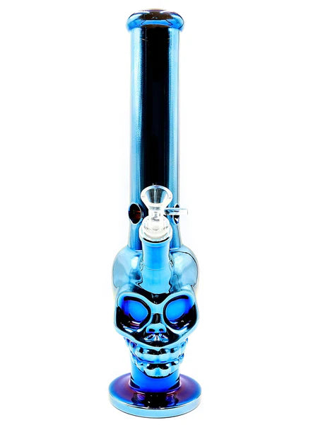 15" Chrome Blue Skull Bong