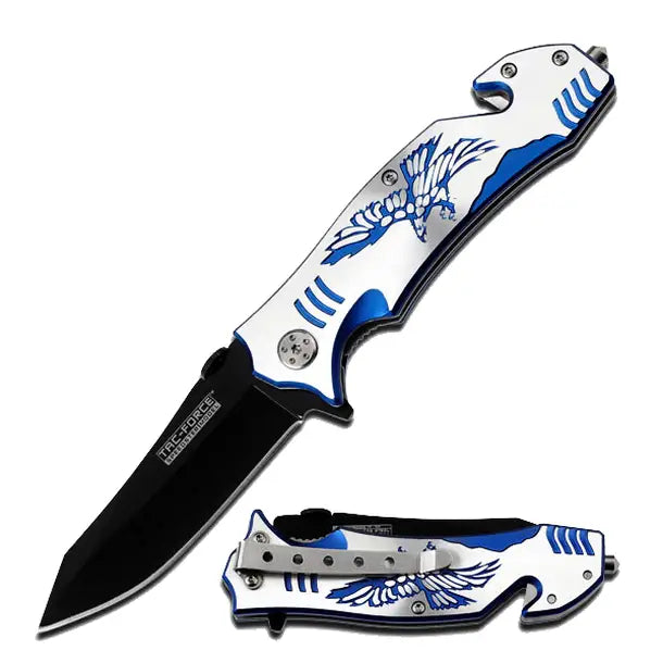 Blue Etched Eagle Knife