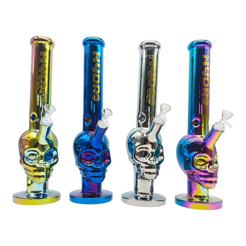 15" Chrome Blue Skull Bong