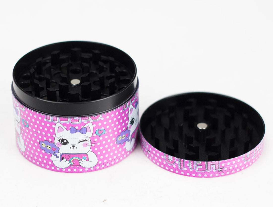 2.5" 4-Layer Kitty Design Metal Herb Grinder