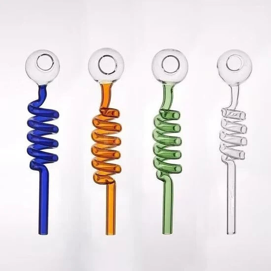 5" Spiral Color Curved Glass Oil burner Pipe