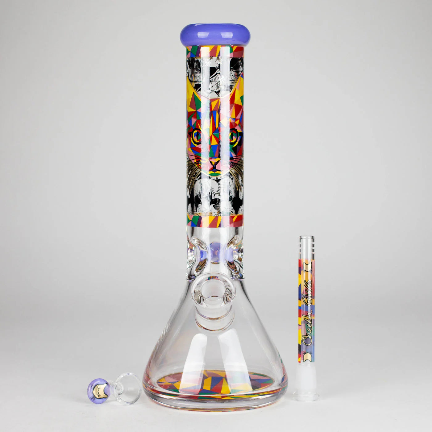 Cheech | 13″ Cat Decal Beaker Bong