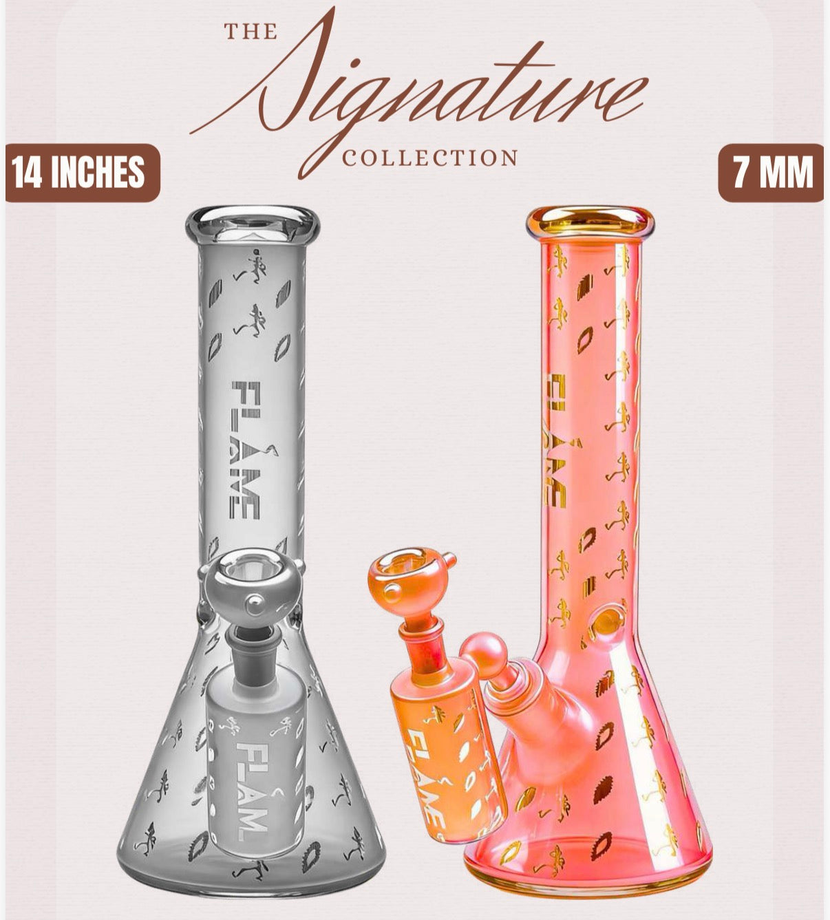14" Beaker Bong Set 7mm Assorted