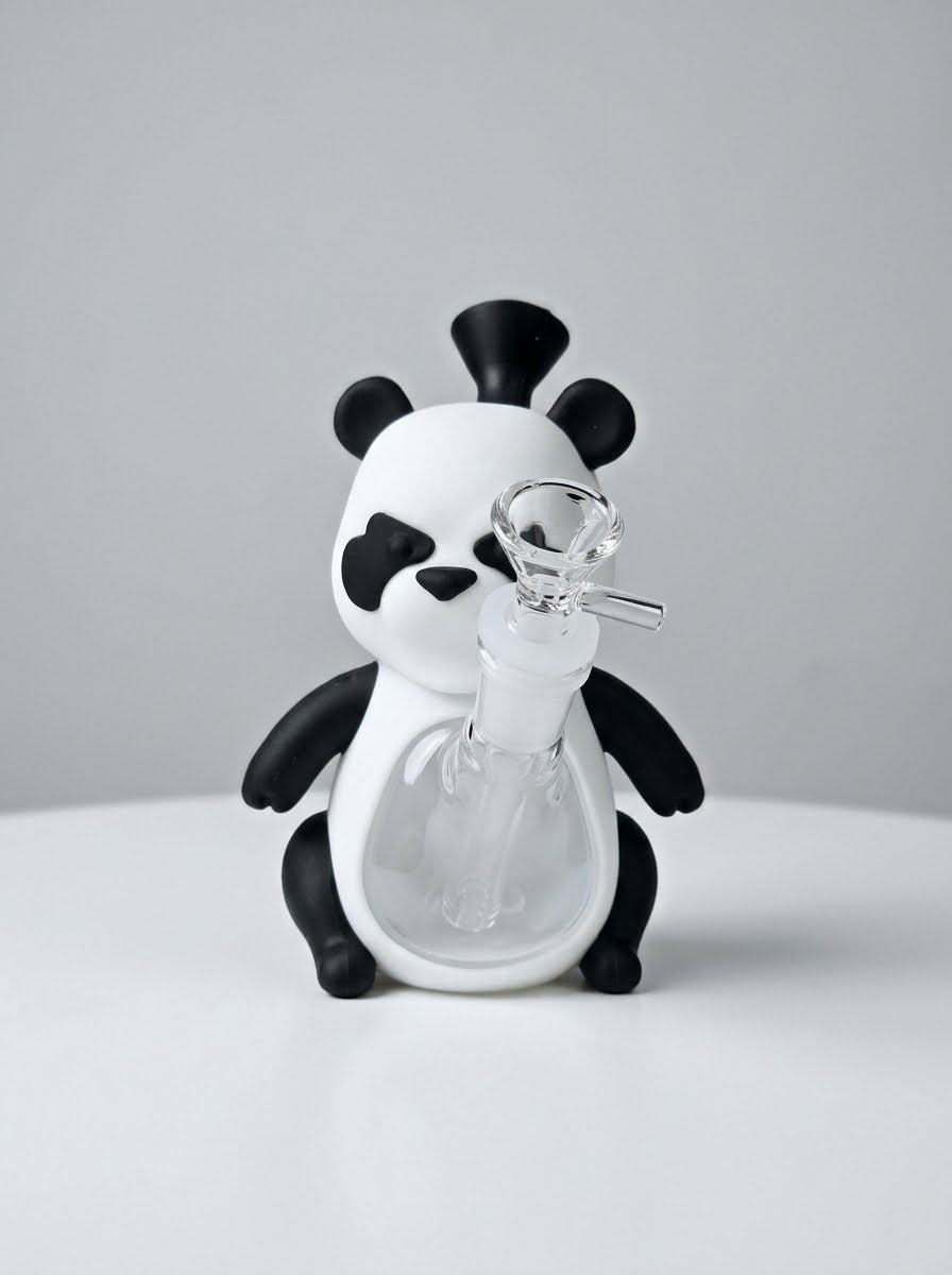 5.5" Angry Panda Silicone & Glass Water Pipe