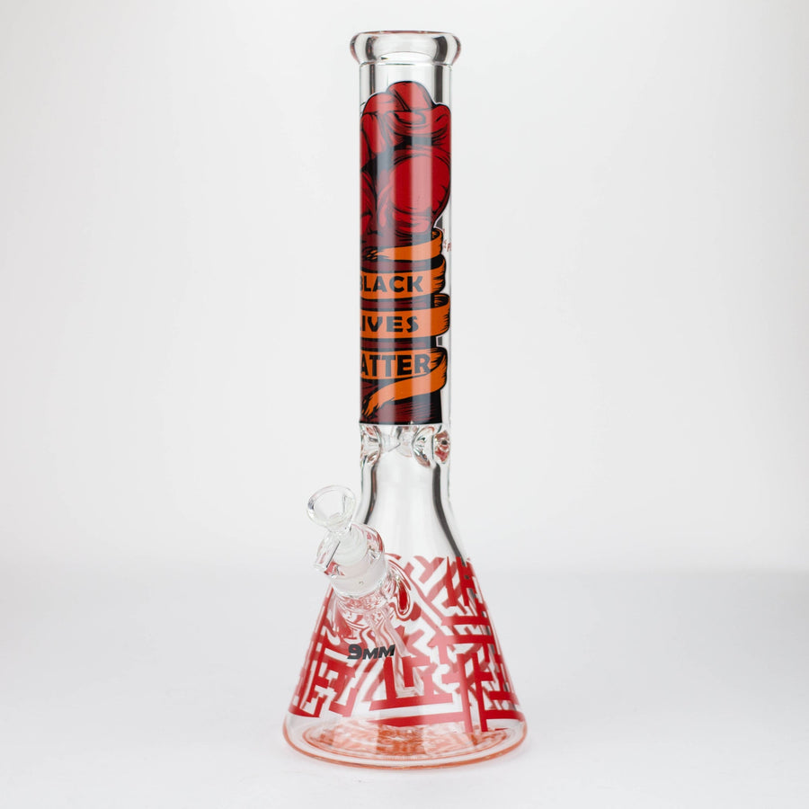 15.5" 9 mm Graphic glass water bong