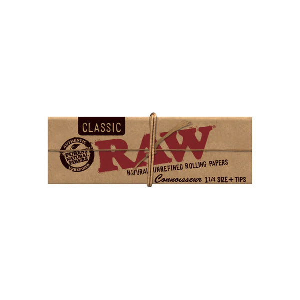 RAW CLASSIC CONNOISSEUR PAPERS | SIZE: 1 1/4 | W/ PAPERS & TIPS
